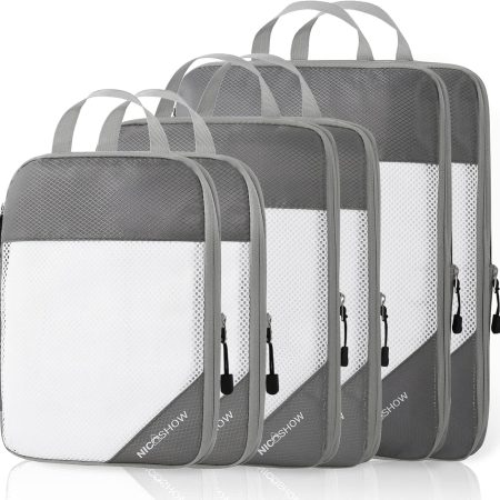 NICOSHOW Compression Packing Cubes for Travel, Packing Cubes Compression Travel Essentials, Compressible Packing Cubes Travel Organizers for Carry-on Luggage Suitcase
