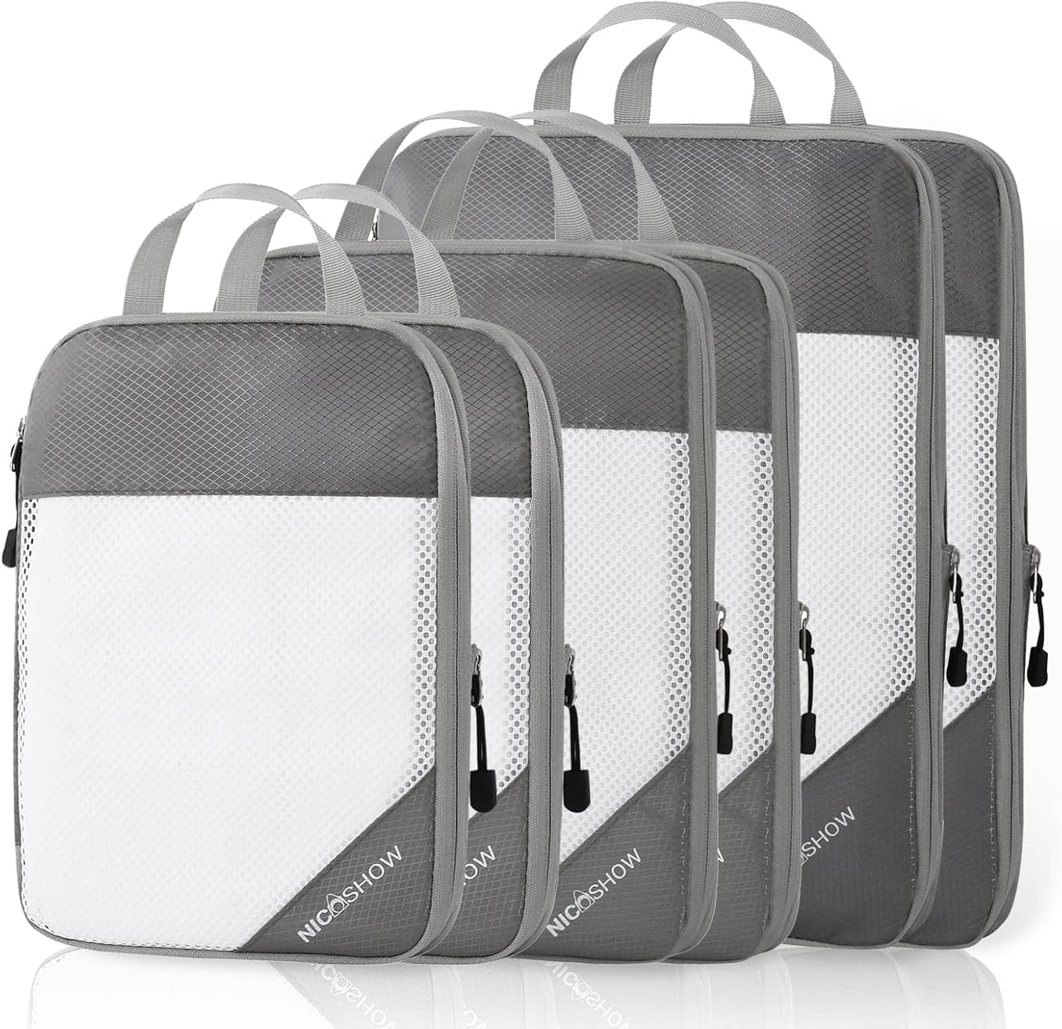 NICOSHOW Compression Packing Cubes for Travel, Packing Cubes Compression Travel Essentials, Compressible Packing Cubes Travel Organizers for Carry-on Luggage Suitcase