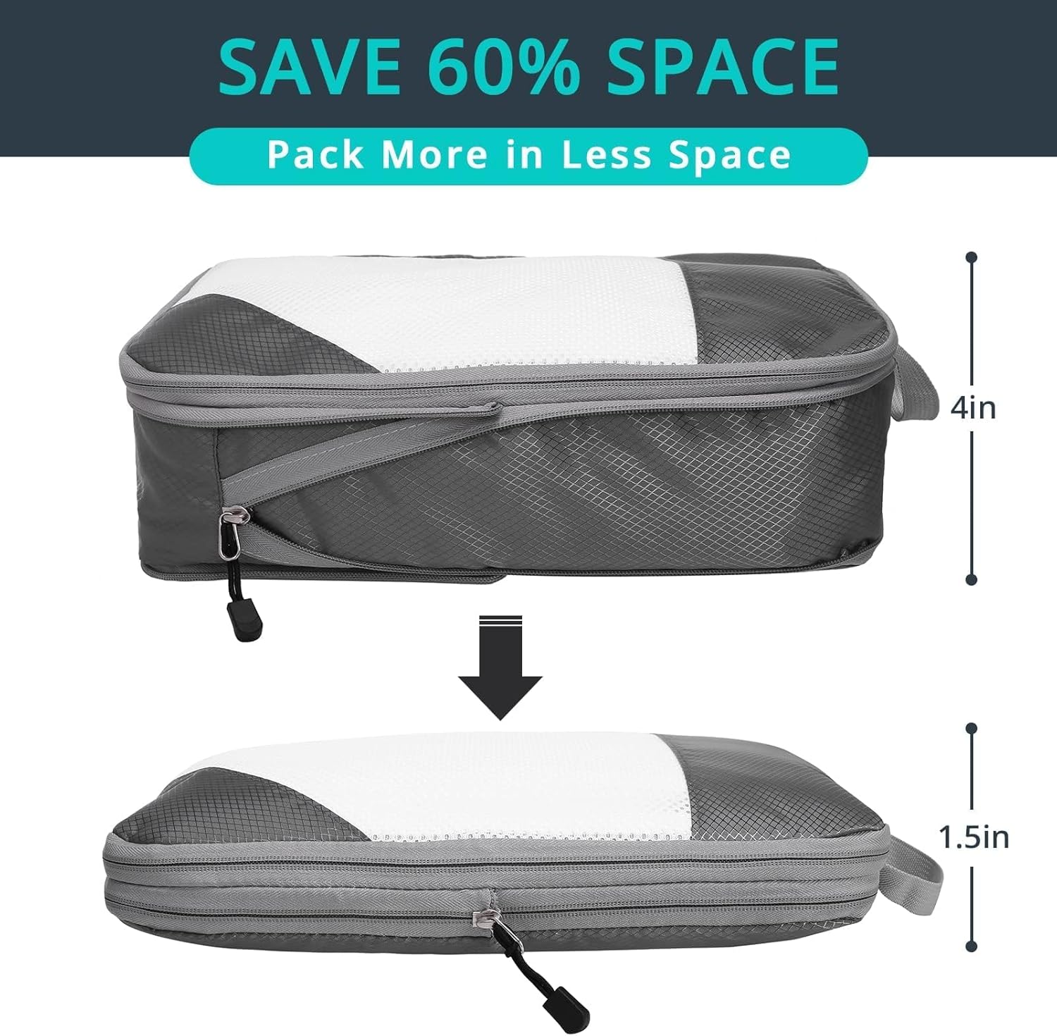 NICOSHOW Compression Packing Cubes for Travel, Packing Cubes Compression Travel Essentials, Compressible Packing Cubes Travel Organizers for Carry-on Luggage Suitcase - Image 2