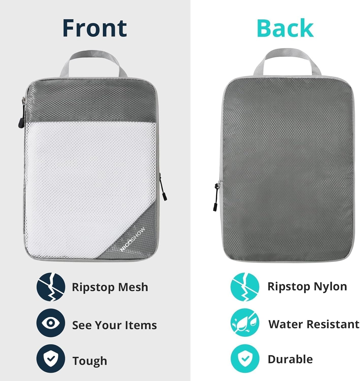 NICOSHOW Compression Packing Cubes for Travel, Packing Cubes Compression Travel Essentials, Compressible Packing Cubes Travel Organizers for Carry-on Luggage Suitcase - Image 5