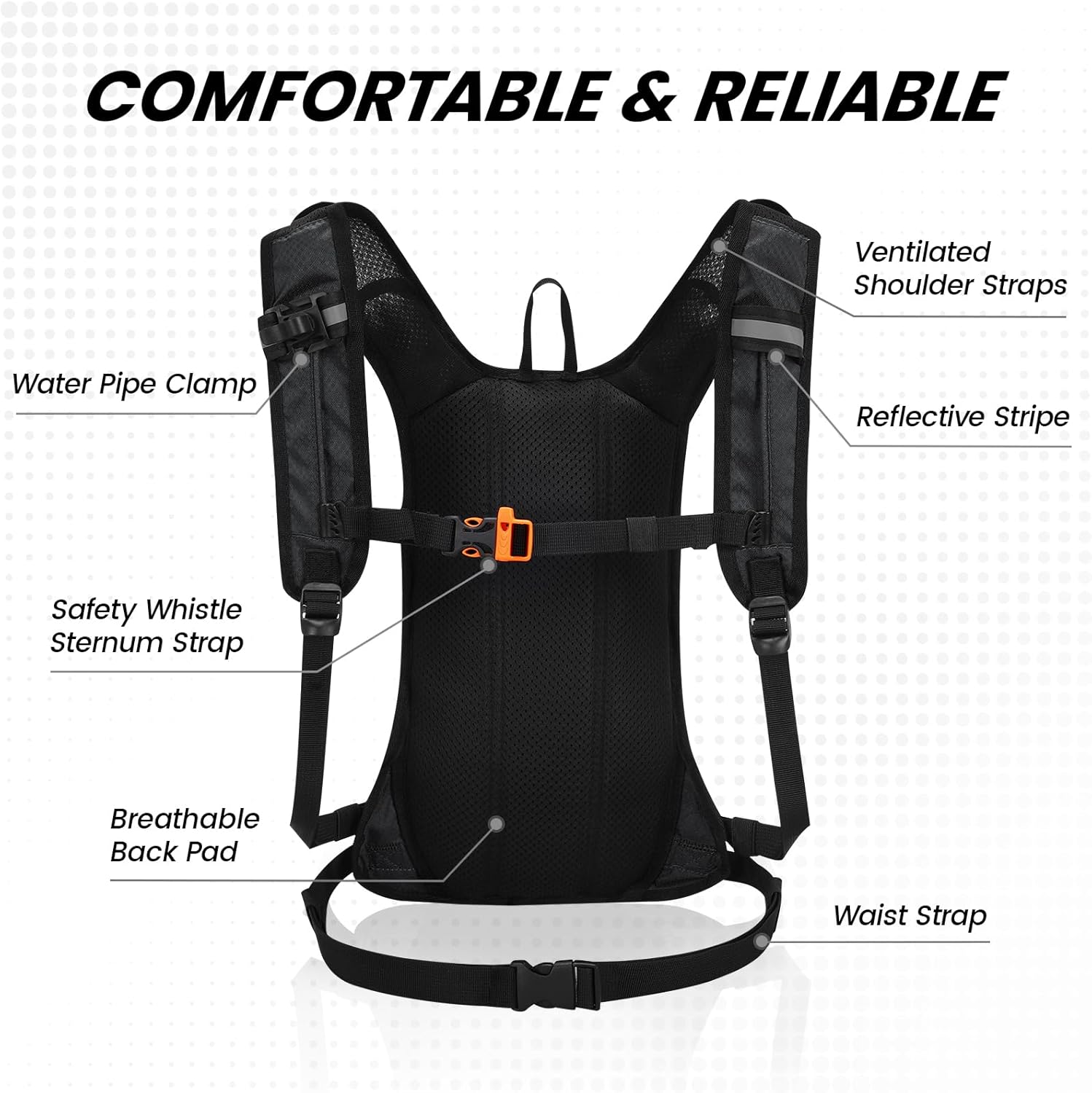 Hydration Pack Backpack for Women & Men, Lightweight Water Backpack with 2L Water Bladder for Hiking Cycling Running Biking - Image 5