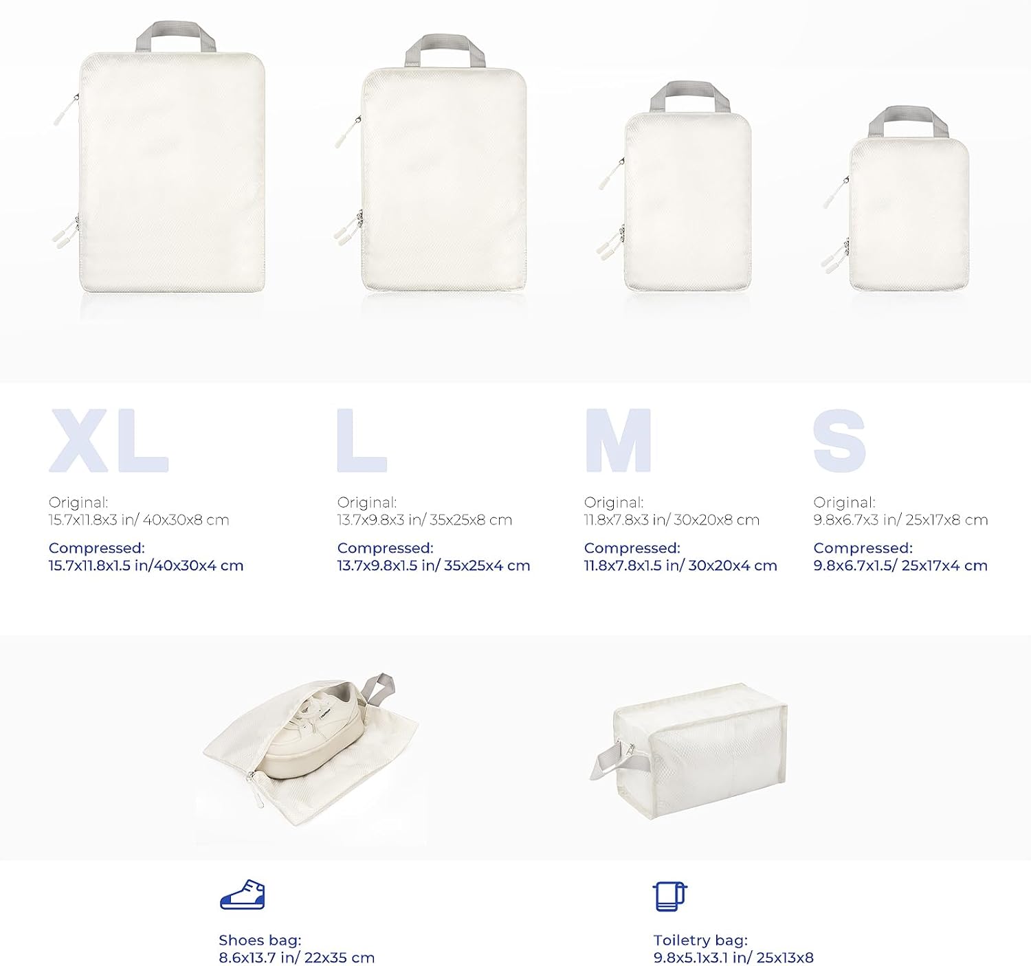 YOOFAN Travel Packing Cubes - Suitcase and Luggage Organizer Compressible Bags Set for Effortless Travel Packing, Compression Packing Cubes for Travel, Traveling Essentials (Beige, 6 Set) - Image 2