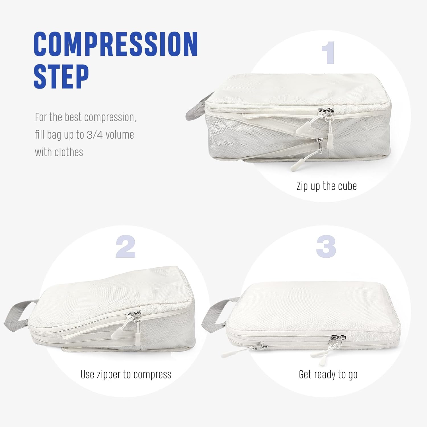 YOOFAN Travel Packing Cubes - Suitcase and Luggage Organizer Compressible Bags Set for Effortless Travel Packing, Compression Packing Cubes for Travel, Traveling Essentials (Beige, 6 Set) - Image 3